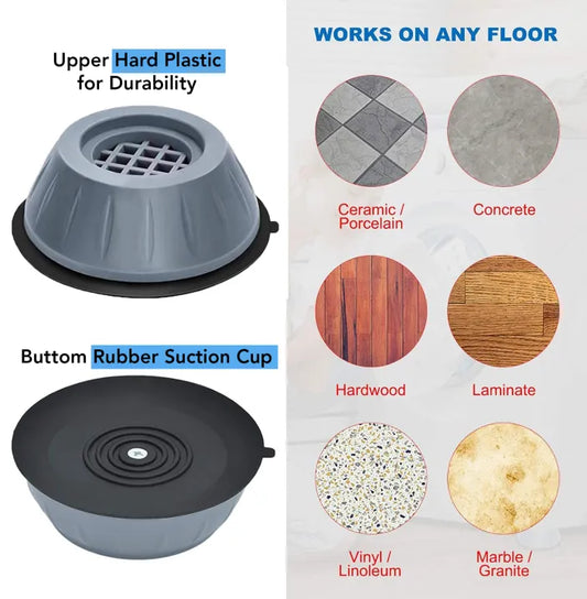 Pack of 4 Anti-Vibration Washing Machine Feet Pads – Universal Shock Absorbers
